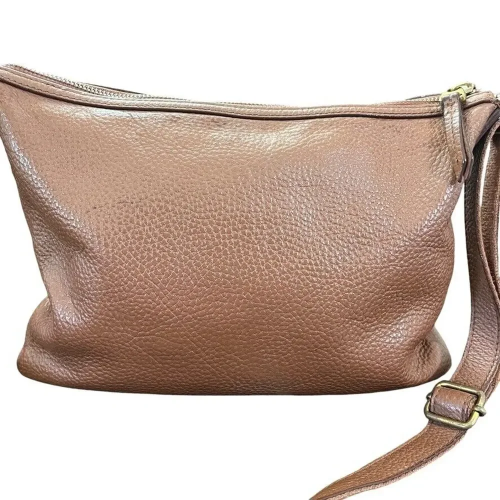 Fossil Elise Brown Pebble Leather Womens Crossbody Shoulder Bag Purse Handbag